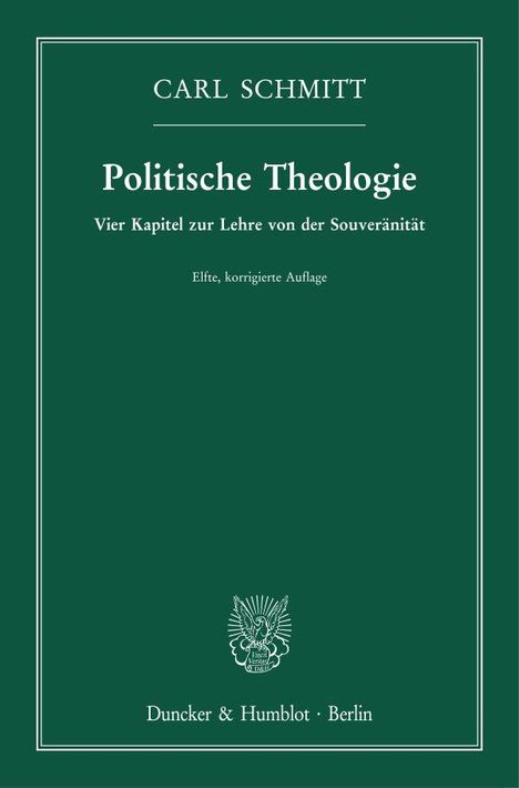 Carl Schmitt: Politische Theologie., Buch