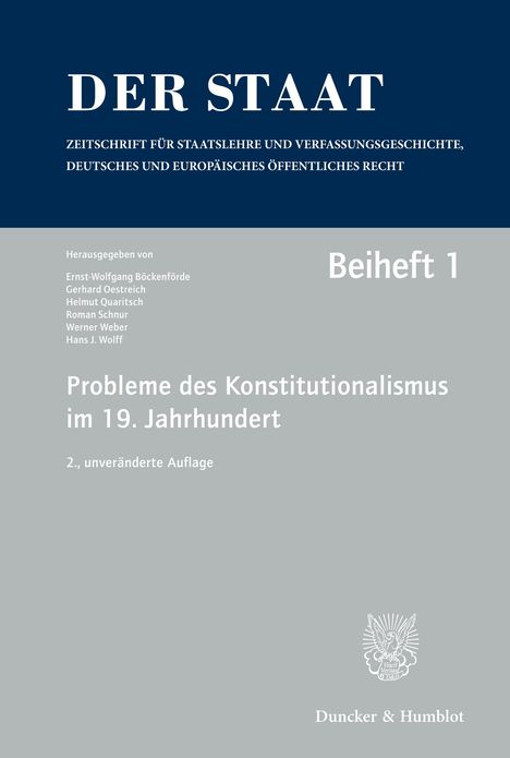 Ernst-Wolfgang Böckenförde: Probleme des Konstitutionalismus im 19. Jahrhundert, Buch