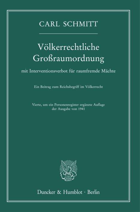 Carl Schmitt: Völkerrechtliche Großraumordnung, Buch