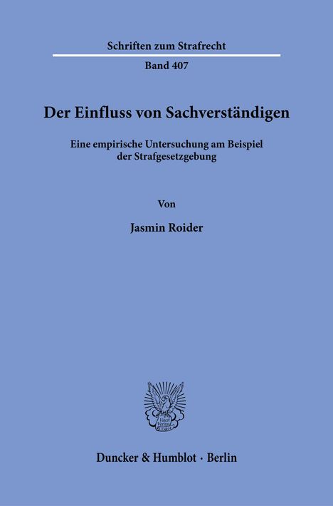 Jasmin Roider: Der Einfluss von Sachverständigen., Buch