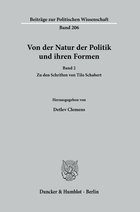 Von der Natur der Politik und ihren Formen., Buch