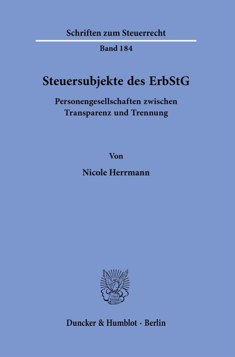 Nicole Herrmann: Steuersubjekte des ErbStG., Buch