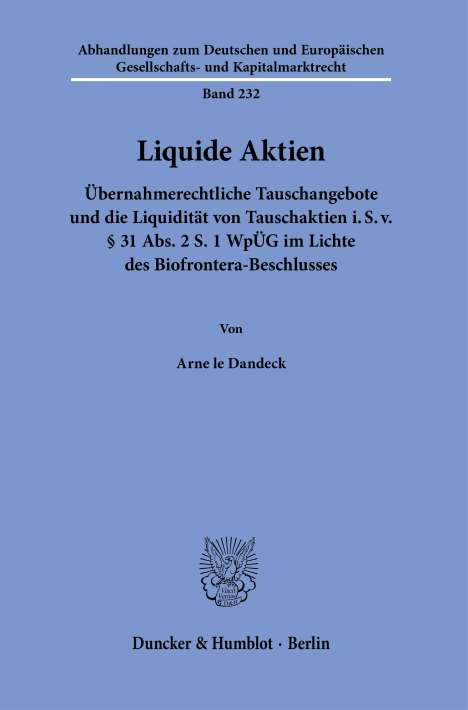 Arne le Dandeck: Liquide Aktien., Buch