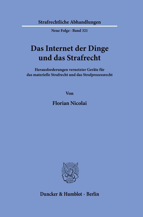 Florian Nicolai: Das Internet der Dinge und das Strafrecht, Buch
