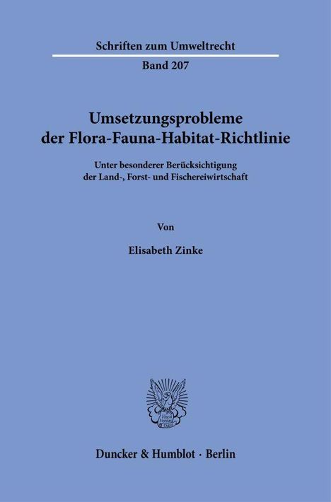 Elisabeth Zinke: Umsetzungsprobleme der Flora-Fauna-Habitat-Richtlinie, Buch