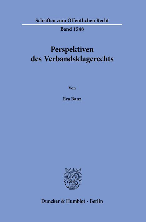 Eva Banz: Perspektiven des Verbandsklagerechts, Buch