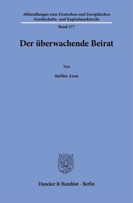 Steffen Aron: Der überwachende Beirat, Buch