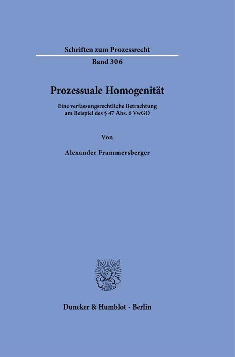 Alexander Frammersberger: Prozessuale Homogenität, Buch