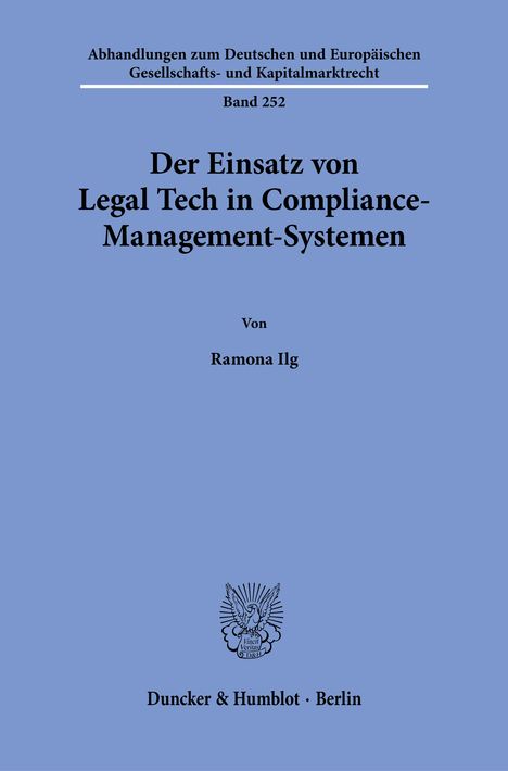 Ramona Ilg: Der Einsatz von Legal Tech in Compliance-Management-Systemen, Buch