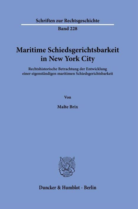 Malte Brix: Maritime Schiedsgerichtsbarkeit in New York City, Buch