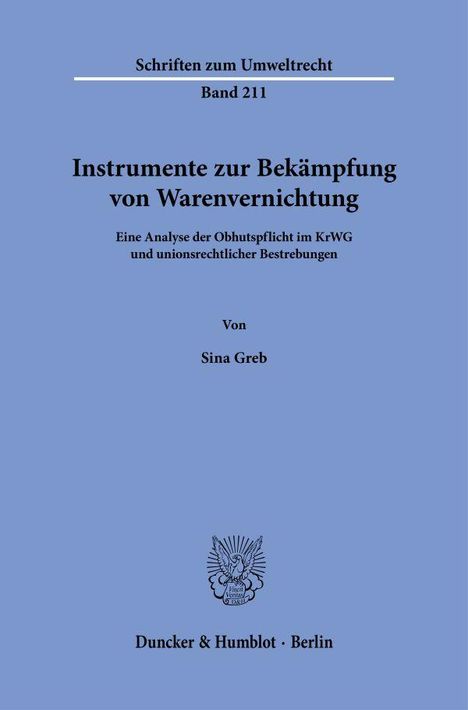 Sina Greb: Instrumente zur Bekämpfung von Warenvernichtung, Buch