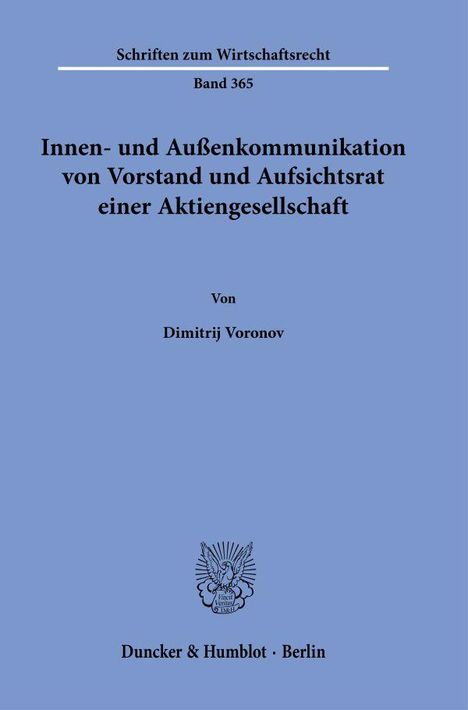 Dimitrij Voronov: Innen- und Außenkommunikation von Vorstand und Aufsichtsrat einer Aktiengesellschaft, Buch