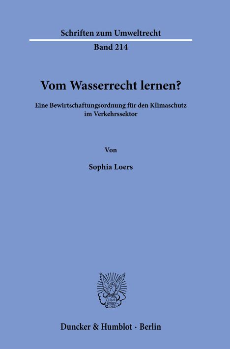 Sophia Loers: Vom Wasserrecht lernen?, Buch