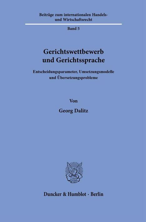Georg Dalitz: Gerichtswettbewerb und Gerichtssprache, Buch