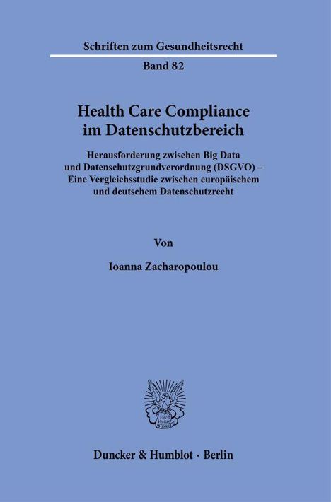 Ioanna Zacharopoulou: Health Care Compliance im Datenschutzbereich, Buch
