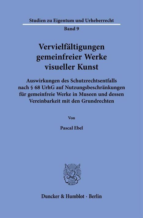 Pascal Ebel: Vervielfältigungen gemeinfreier Werke visueller Kunst, Buch