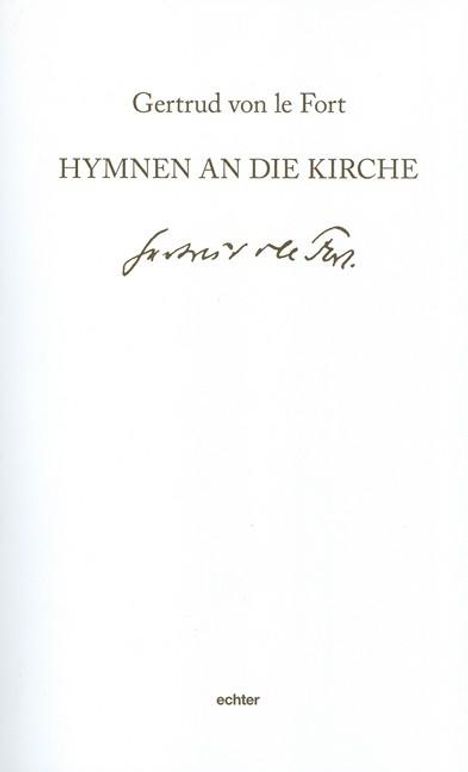 Gertrud von le Fort: Hymnen an die Kirche, Buch