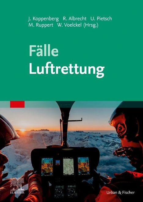 Titel: Fälle Luftrettung. Oben Namen der Herausgeber. 
Darunter Hubschrauber-Cockpit, Piloten blicken auf verschneite Berge.