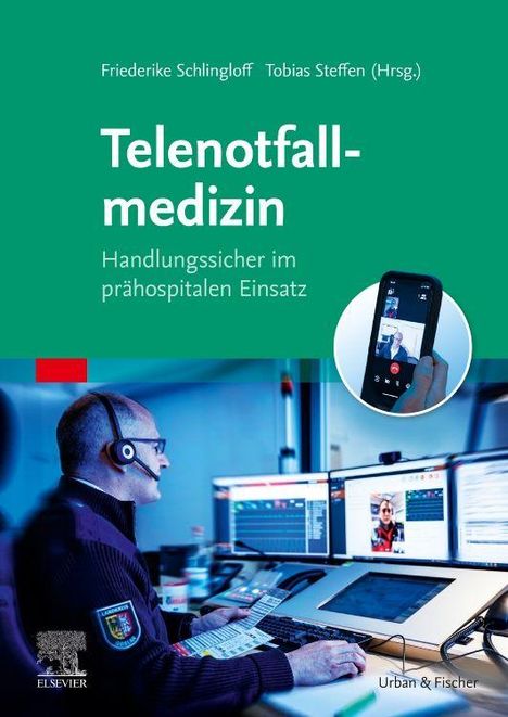 "Telenotfallmedizin: Handlungssicher im prähospitalen Einsatz." Bild: Person mit Headset vor Monitoren.