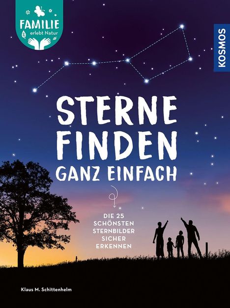 „STERNE FINDEN GANZ EINFACH“ zeigt Menschen, die nachts auf eine Baum-Silhouette schauen und Sterne betrachten.