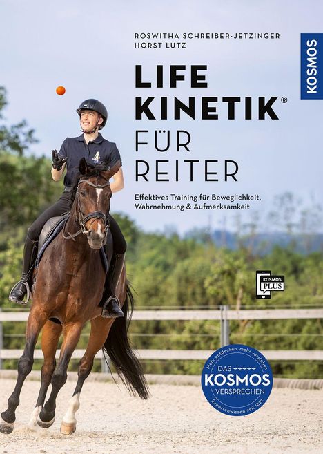 Titel: "Life Kinetik® für Reiter". Ein Reiter auf einem galoppierenden Pferd, der einen Ball wirft.