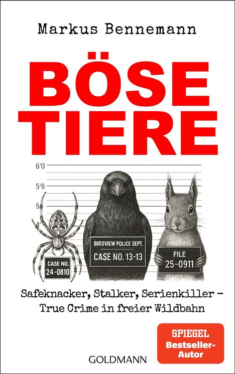 Titel: Böse Tiere. Untertitel: Safeknacker, Stalker, Serienkiller - True Crime in freier Wildbahn. Drei Tiere wie Verbrecher.