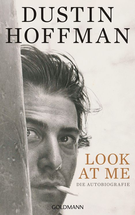 Großer Text: "DUSTIN HOFFMAN". Darunter ein Gesicht mit Zigarette, geheimnisvoller Ausdruck. Logo: "GOLDMANN". 