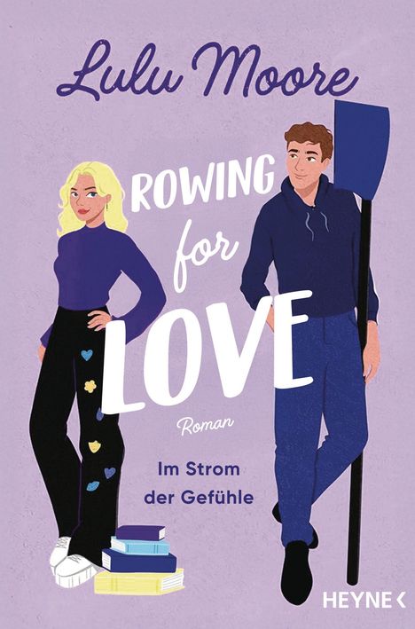 „Rowing for Love – Im Strom der Gefühle“ von Lulu Moore. Illustration mit einem Mann und einer Frau in sportlicher Kleidung.