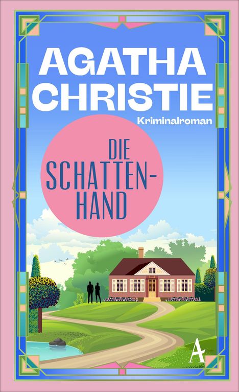 AGATHA CHRISTIE, Die Schattenhand, Kriminalroman. Illustration eines Hauses in Landschaft, zwei Silhouetten.