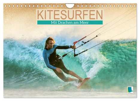 Calvendo Calvendo: Kitesurfen: Mit Drachen am Meer (Wandkalender 2025 DIN A4 quer), CALVENDO Monatskalender, Kalender