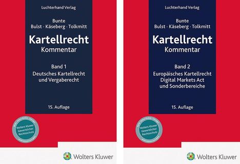 Links: "Band 1 Deutsches Kartellrecht"; rechts: "Band 2 Europäisches Kartellrecht". Beide haben ein Luchterhand Verlag Logo.