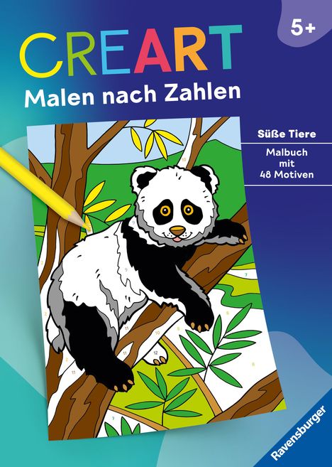 Ravensburger CreArt Malen nach Zahlen ab 5: Süße Tiere, Malbuch, 48 Motive, Buch