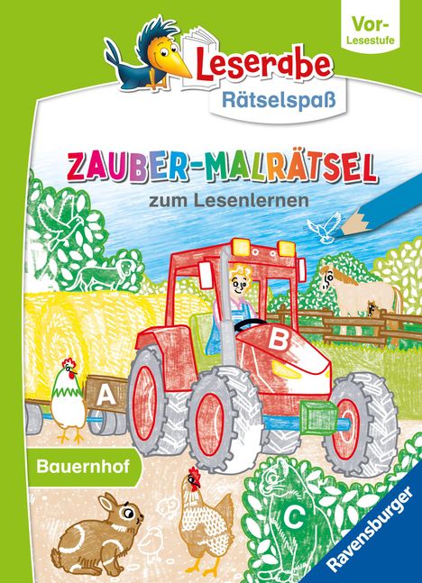 Melinda Ronto: Ravensburger Leserabe Zauber-Malrätsel zum Lesenlernen: Bauernhof (Vor-Lesestufe), Malen auf Zauberpapier, Rätsel, Lesen lernen Vorschule, Rätselbuch ab 5 Jahre, Buch