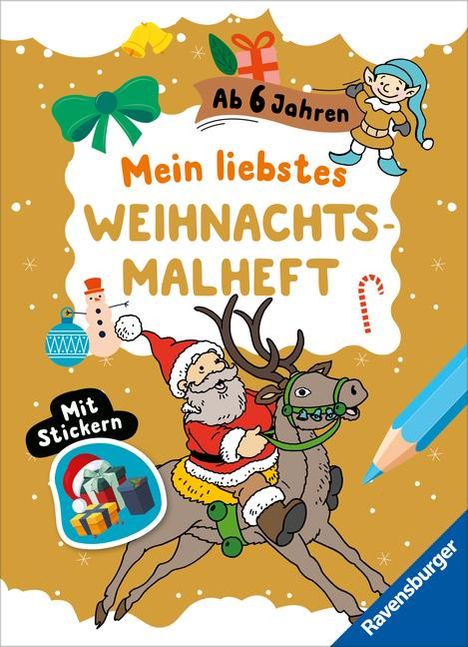 Mein liebstes Weihnachtsmalheft mit Stickern ab 6, Buch