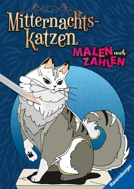 Ravensburger Malen nach Zahlen Mitternachtskatzen - 24 Motive - 24 Farben - Malbuch mit nummerierten Ausmalfeldern für fortgeschrittene Fans, Buch