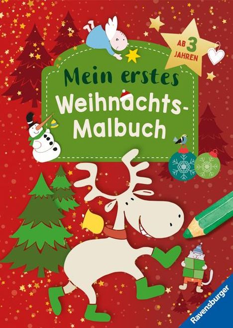 Ravensburger Weihnachtsmalbuch - 48 Ausmalbilder für Kinder ab 3 Jahren - mit gestalteter Widmung, Buch