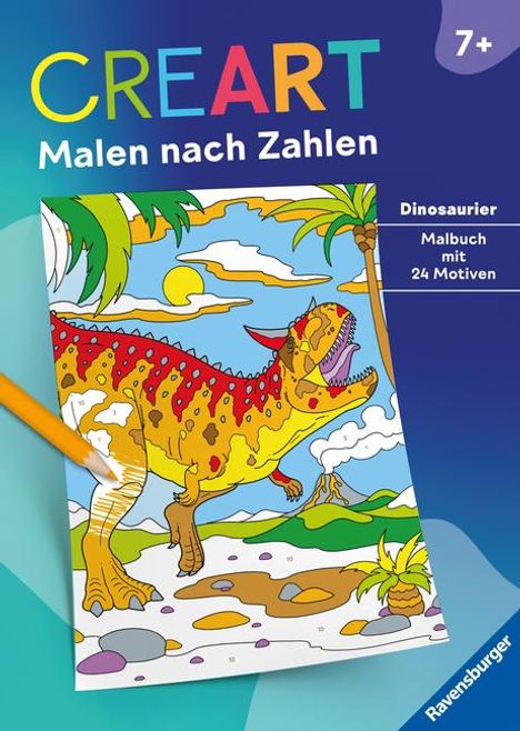 Ravensburger CreArt Malen nach Zahlen ab 7: Dinosaurier, Malbuch, 24 Motive, Buch