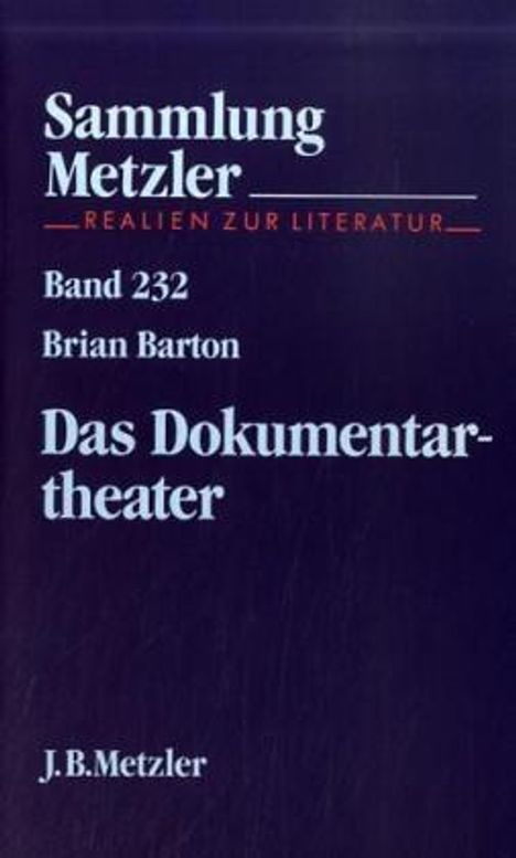 Brian Barton: Barton, B: Dokumentartheater, Buch