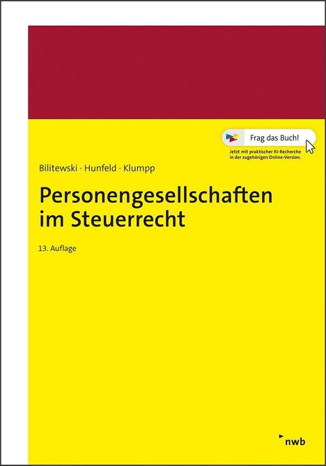 "Personengesellschaften im Steuerrecht, 13. Auflage." Oben braun, unten gelber Hintergrund, kleines Logo unten.