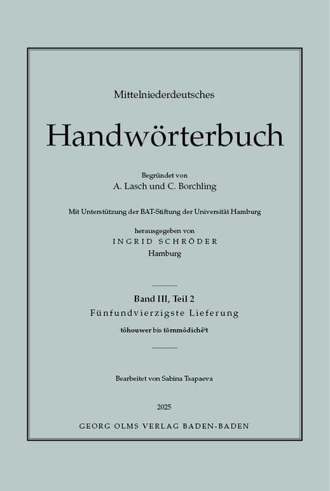 Mittelniederdeutsches Handwörterbuch, Buch