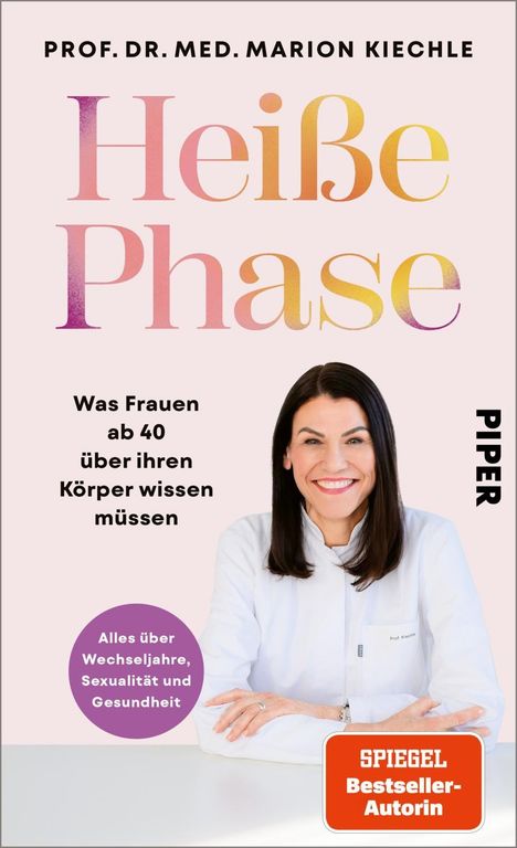 Text in Pastelltönen: "Heiße Phase". Darunter: "Was Frauen ab 40 über ihren Körper wissen müssen." Foto einer lächelnden Frau.