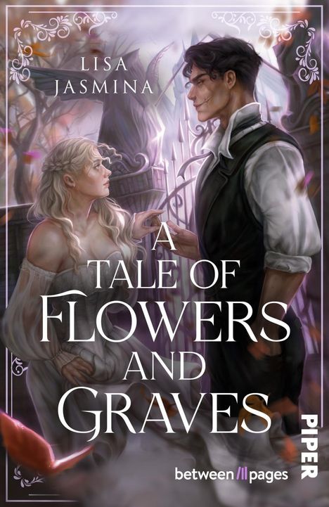 „LISA JASMINA, A TALE OF FLOWERS AND GRAVES, PIPER, between ll pages“. Zwei Personen in mittelalterlicher Kleidung.