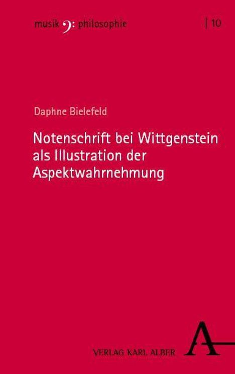 Text oben: "musik:philosophie | 10". Titel: "Notenschrift bei Wittgenstein als Illustration der Aspektwahrnehmung". Unter: "VERLAG KARL ALBER".