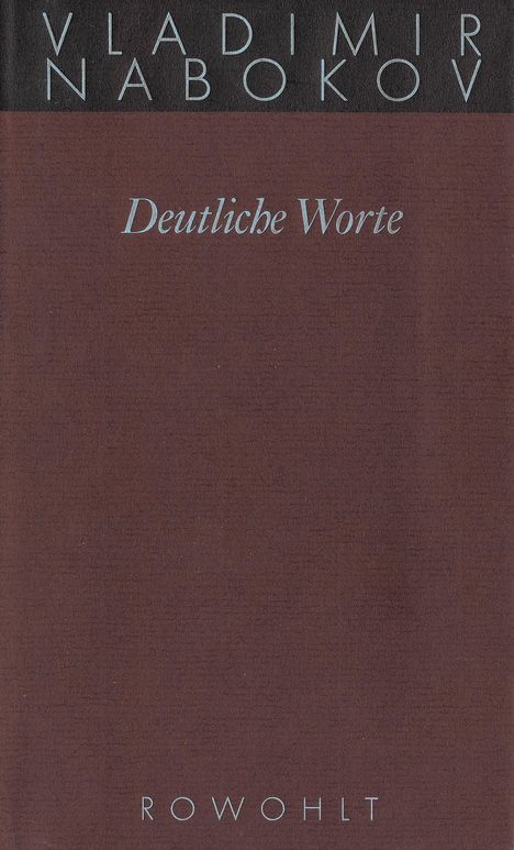 Vladimir Nabokov: Gesammelte Werke 20. Deutliche Worte, Buch