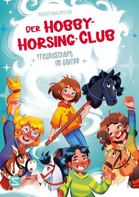 Texte: "Der Hobby-Horsing-Club", "Freundschaft im Galopp", "Malgorzata Korbiel". Illustration: Kinder mit Steckenpferden.