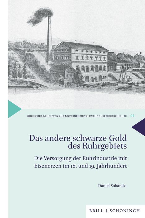 "Das andere schwarze Gold des Ruhrgebiets." Illustration: Historisches Industriegebäude mit Schornstein.