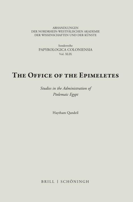 Haytham Qandeil: The Office of the Epimeletes, Buch
