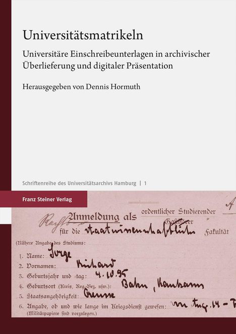 Universitätsmatrikeln, Buch