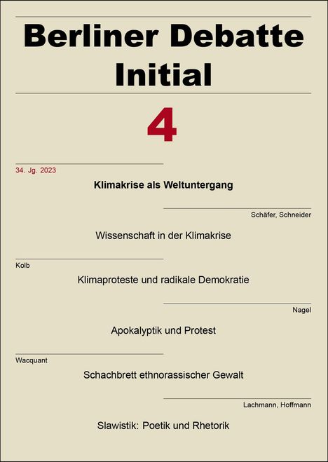 Berliner Debatte Initial 34 (2023) 4, Buch