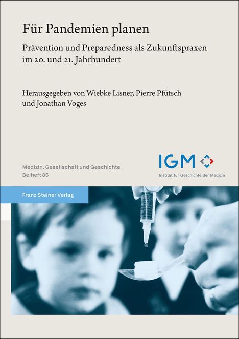 "Für Pandemien planen" ist der Titel. Foto: Tropfen auf Würfelzucker, von Hand gehalten. Ein Kind im Hintergrund.